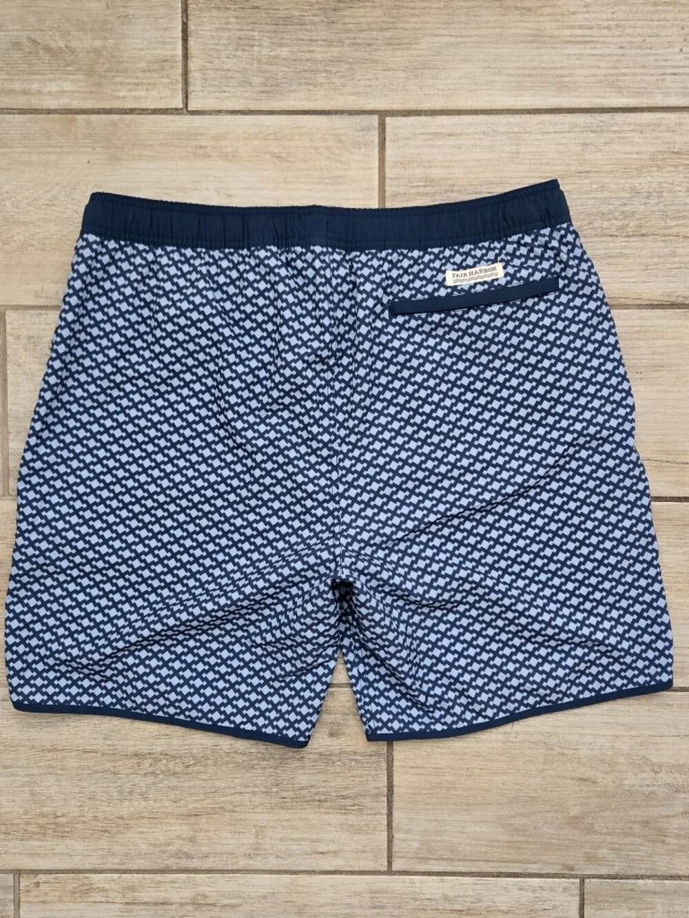 Fair Harbor Lined Swim Trunks Mens Geo Pattern Outer Drawstring Mesh Pockets XXL